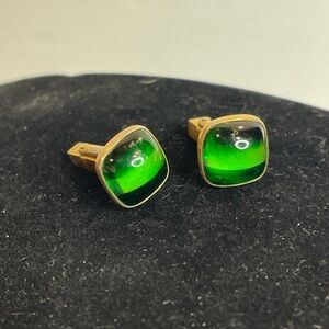 Vintage Cufflinks Swank Green Glass